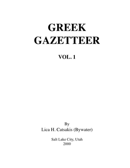 Greek Gazetteer � Vol