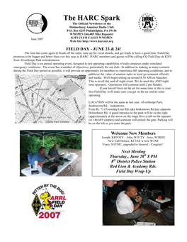 The HARC Spark the Official Newsletter of the Holmesburg Amateur Radio Club P.O