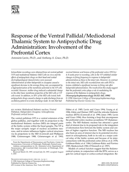 Response of the Ventral Pallidal/Mediodorsal