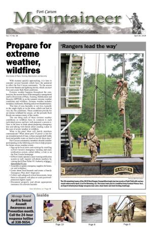 April 26, 2019 Prepare for ‘Rangers Lead the Way’ Extreme Weather, Wildfires Directorate of Plans, Training, Mobilization and Security