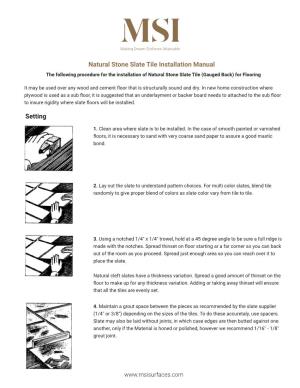 Natural Stone Slate Tile Installation Manual Setting