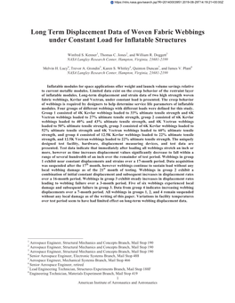 Long Term Displacement Data of Woven Fabric Webbings Under Constant Load for Inflatable Structures