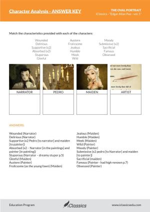 Character Analysis - ANSWER KEY the OVAL PORTRAIT Iclassics - “Edgar Allan Poe - Vol