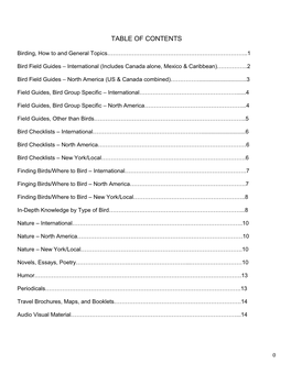 Table of Contents