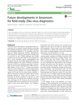 Future Developments in Biosensors for Field-Ready Zika Virus Diagnostics Ariana M