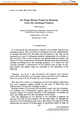 On Rings Whose Projective Modules Have the Exchange Property