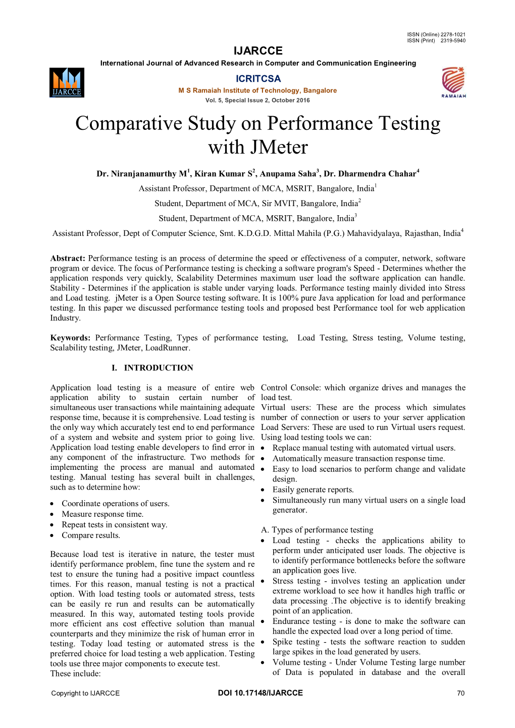 Comparative Study on Performance Testing with Jmeter
