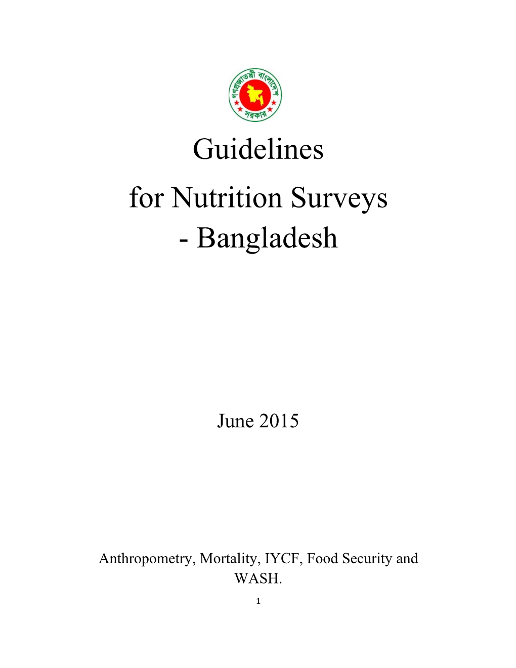 Guidelines for Nutrition Surveys - Bangladesh
