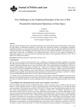 New Challenges to the Traditional Principles of the Law of War Presented by Information Operations in Outer Space