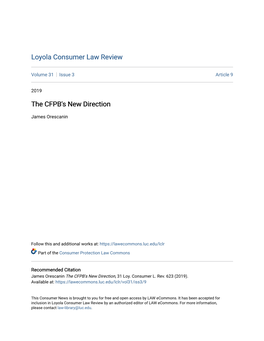The CFPB's New Direction