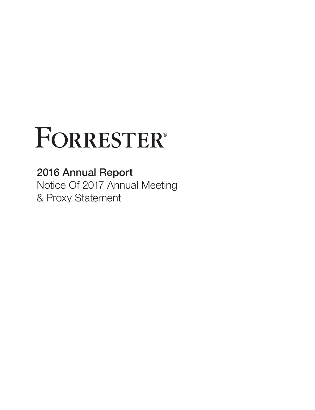 Forrester Research, Inc. 2016 Annual Report
