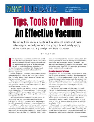 Tips, Tools for Pulling an Effective Vacuum