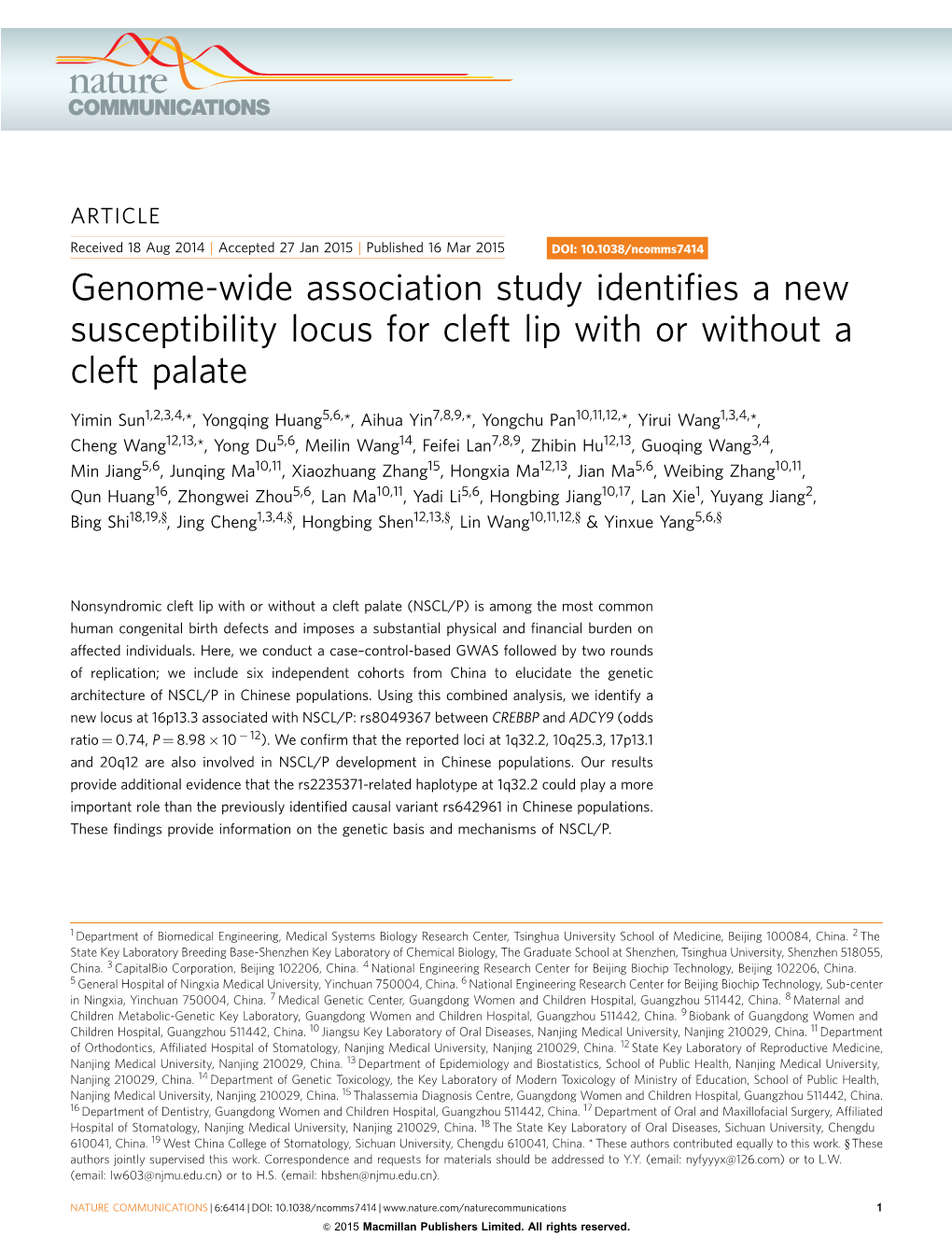 Genome-Wide Association Study Identifies a New Susceptibility Locus