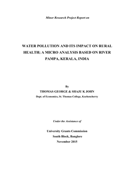 A Micro Analysis Based on River Pampa, Kerala, India