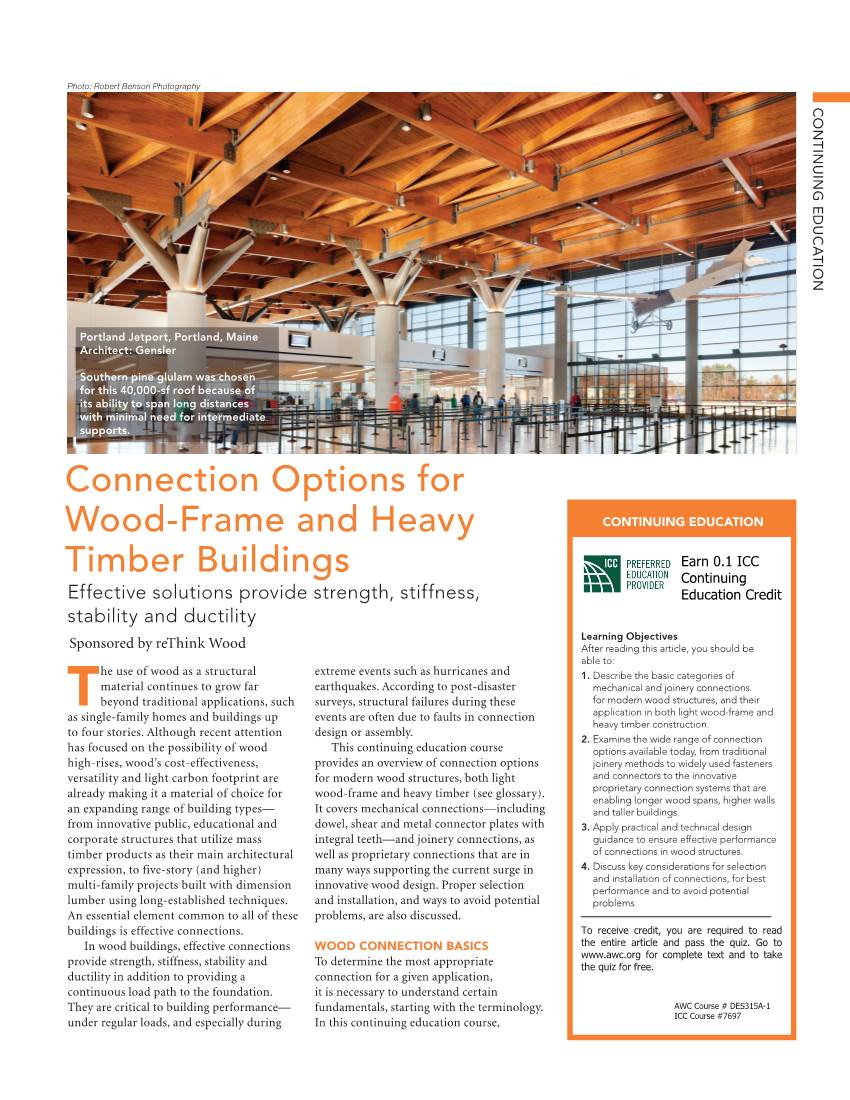 Connection Options for Wood-Frame and Heavy Timber Buildings