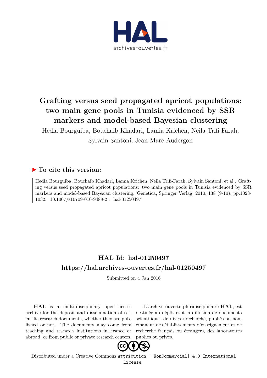 Two Main Gene Pools in Tunisia Evidenced By