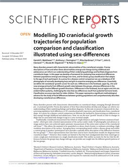 Modelling 3D Craniofacial Growth Trajectories for Population Comparison and Classification Illustrated Using Sex-Differences