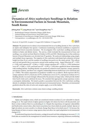 Dynamics of Abies Nephrolepis Seedlings in Relation to Environmental Factors in Seorak Mountain, South Korea