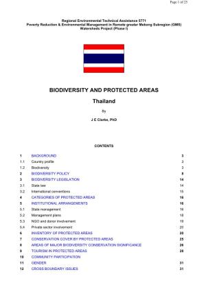 BIODIVERSITY and PROTECTED AREAS Thailand