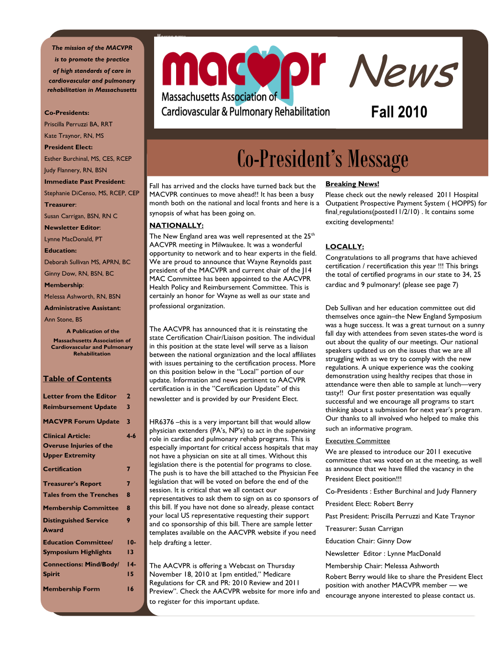 Fall 2010 Newsletter