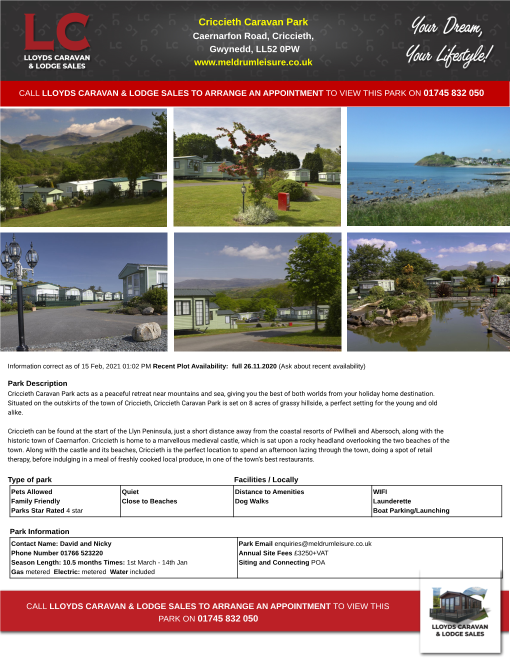 Criccieth Caravan Park Caernarfon Road, Criccieth, Gwynedd, LL52 0PW Www