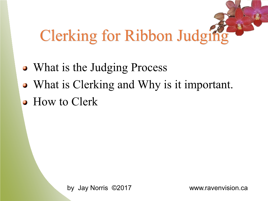 Clerking for Ribbon Judging