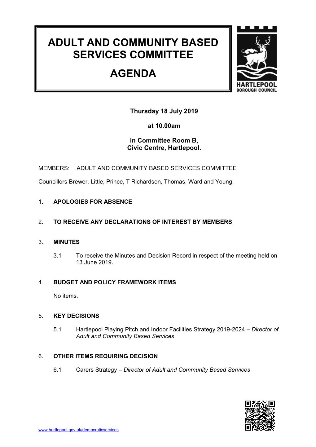 Adult and Community Based Services Committee Agenda