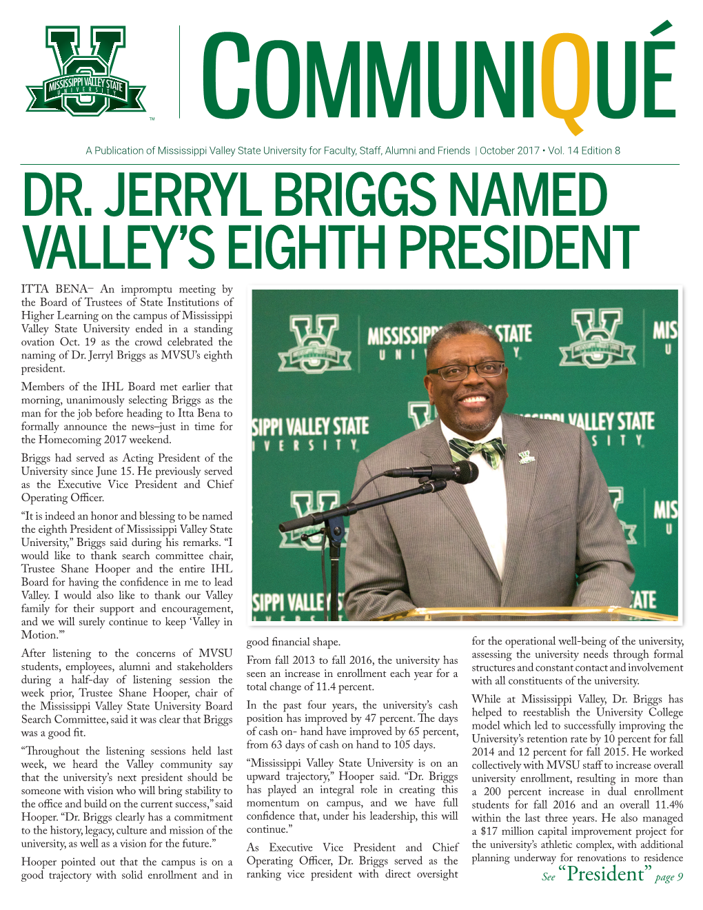 Dr. Jerryl Briggs Named Valley's Eighth President