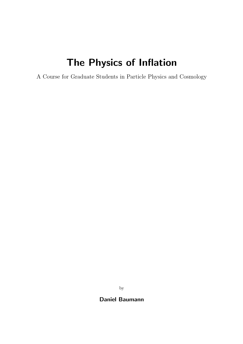 The Physics of Inflation 103