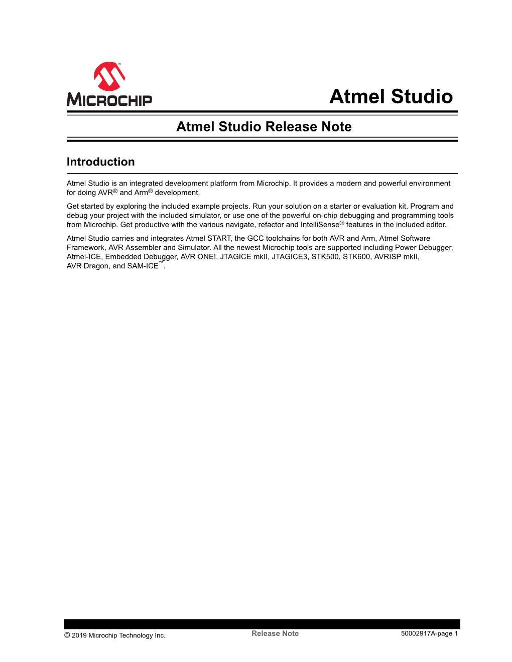 Atmel Studio Atmel Studio Release Note