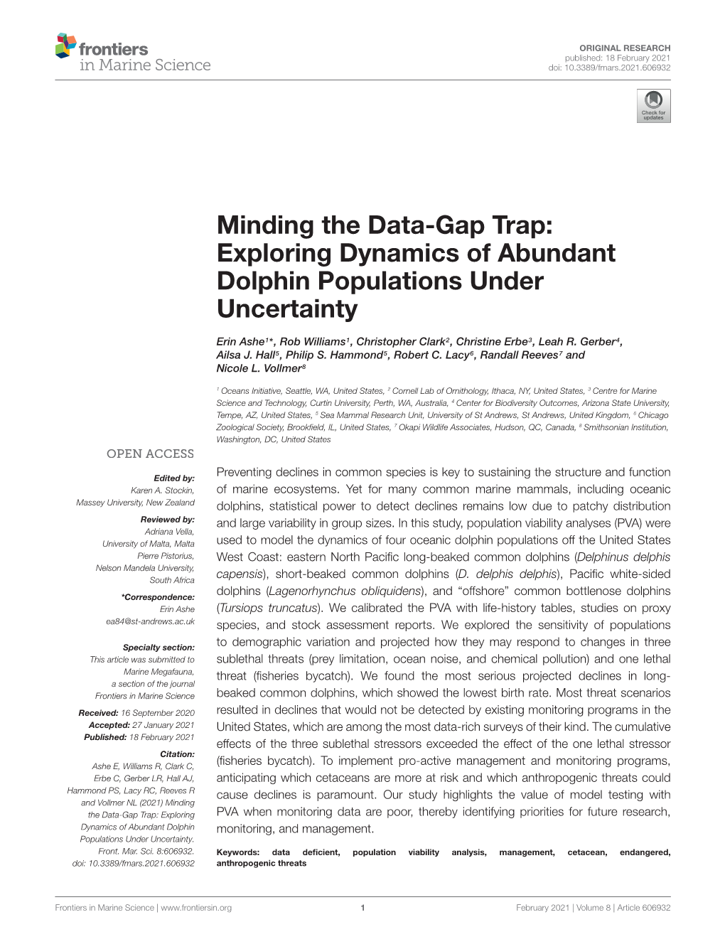 Exploring Dynamics of Abundant Dolphin Populations Under Uncertainty