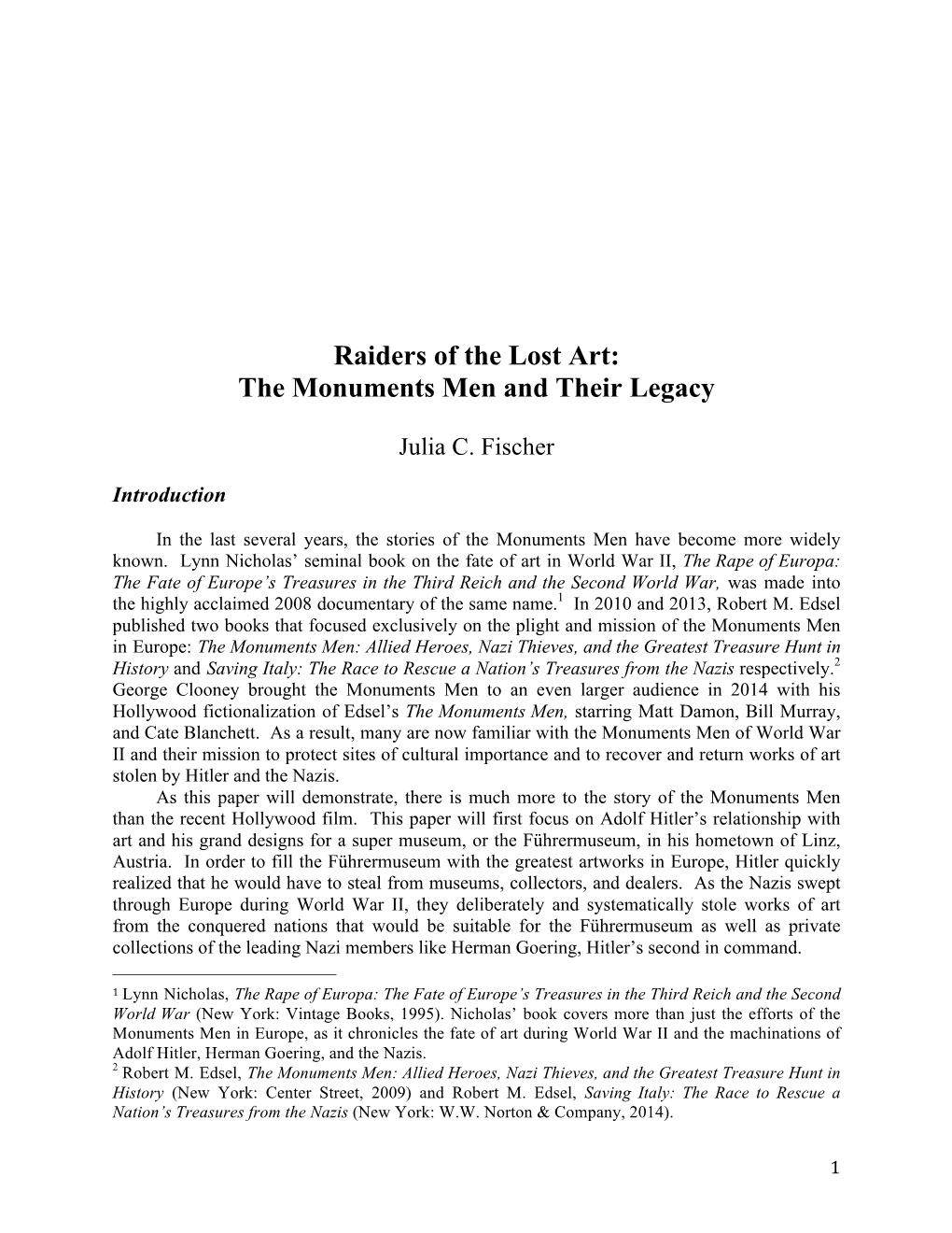 Raiders of the Lost Art Paper