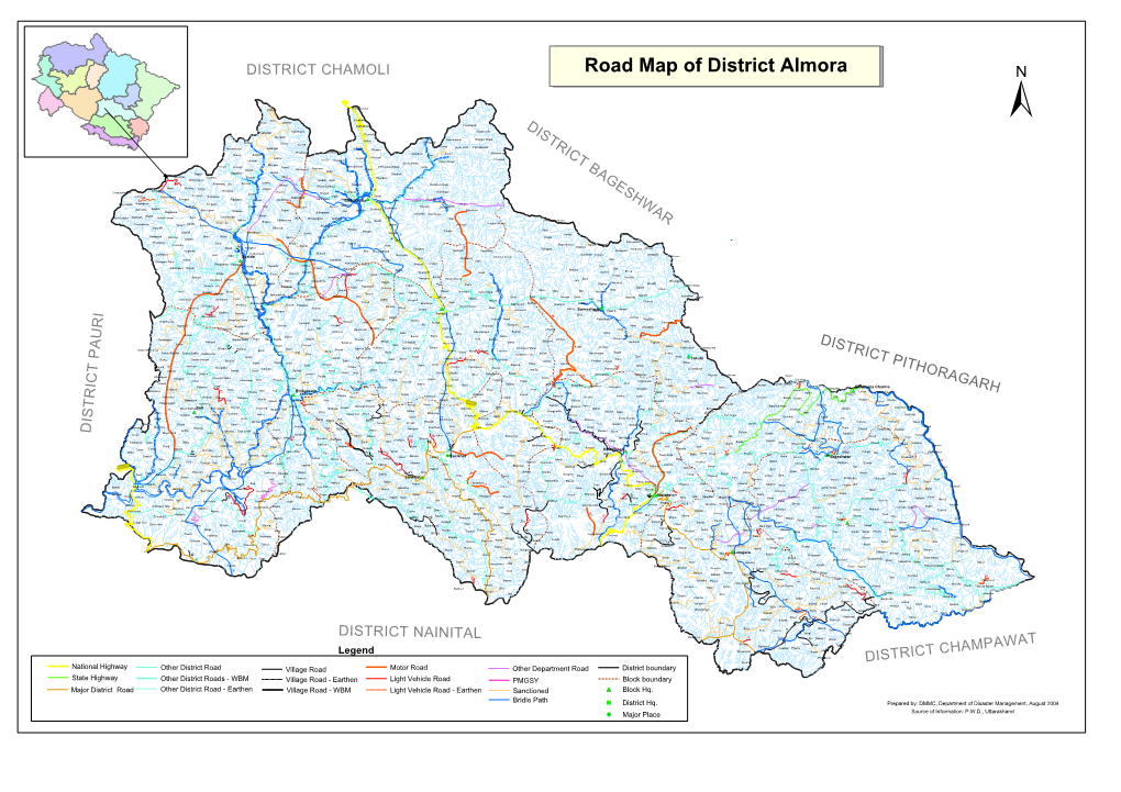 Road Map of District Almora