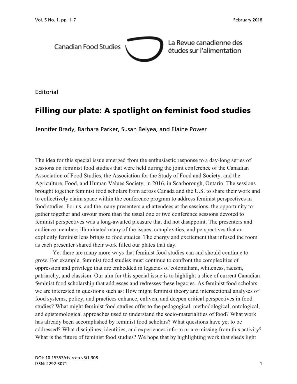 Filling Our Plate: a Spotlight on Feminist Food Studies