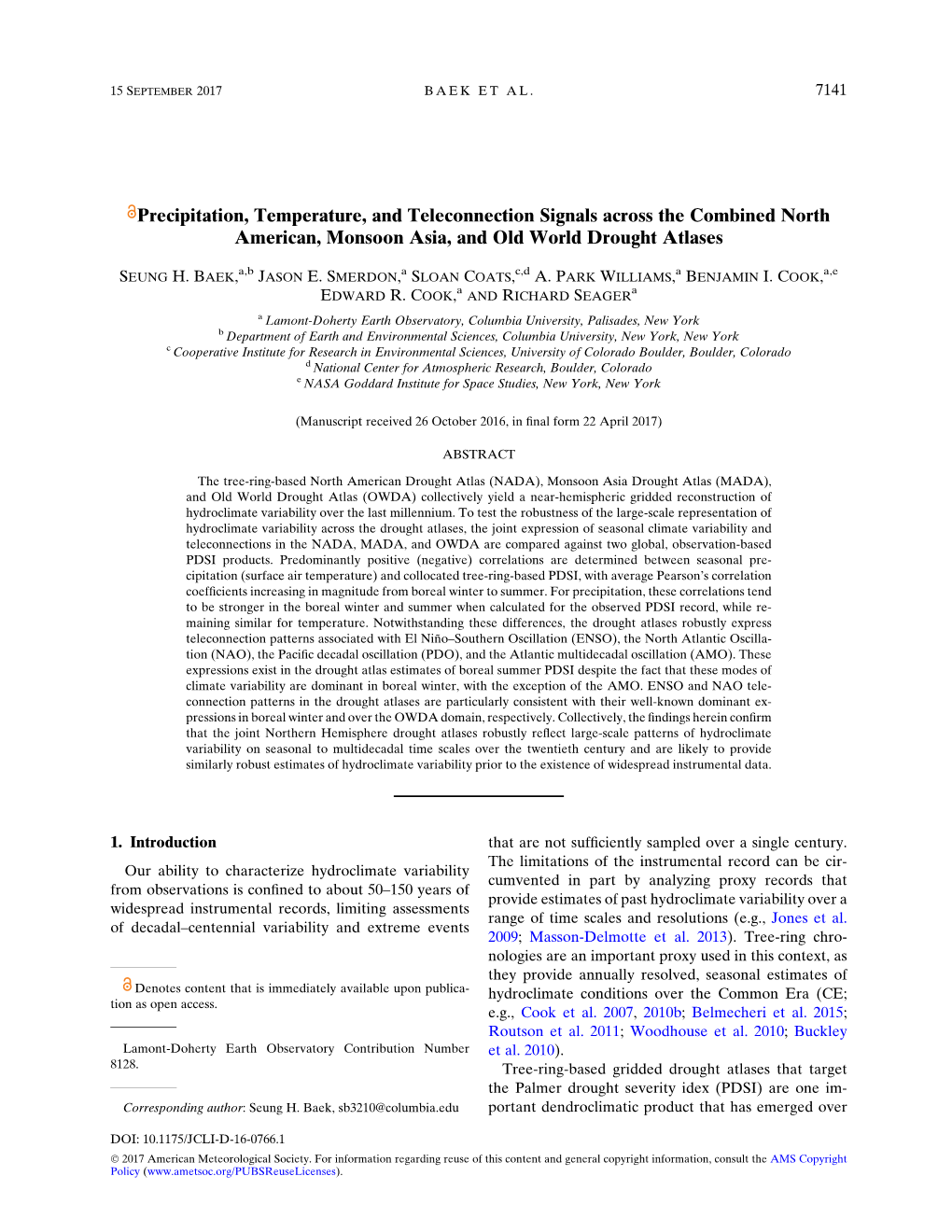 Precipitation, Temperature, and Teleconnection Signals Across the Combined North American, Monsoon Asia, and Old World Drought Atlases