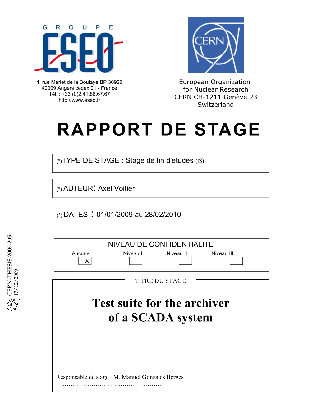 Rapport De Stage De Rapport