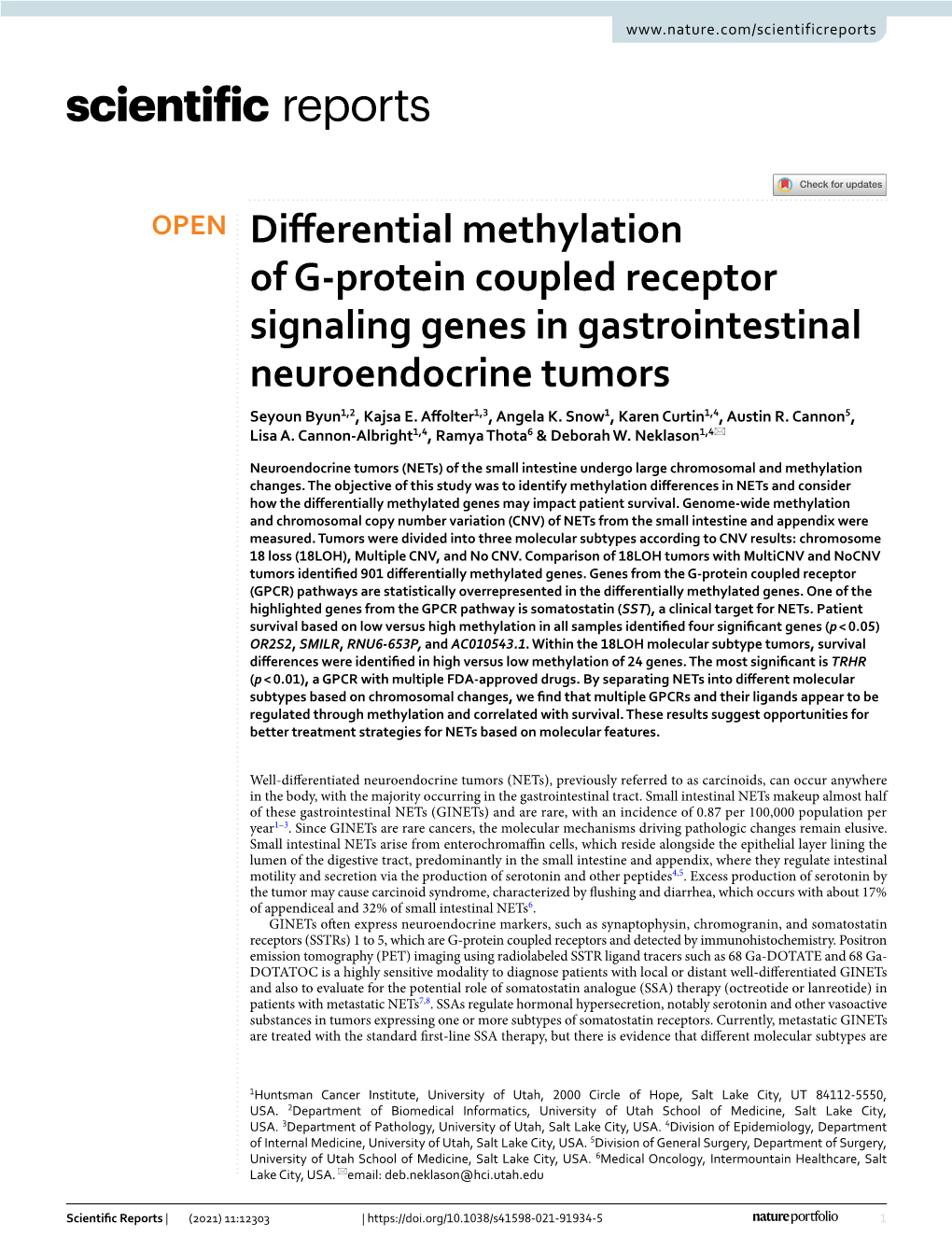 Differential Methylation of G-Protein Coupled Receptor Signaling Genes In