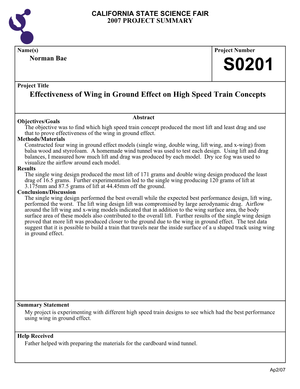 Multiple CSSF Project Abstracts