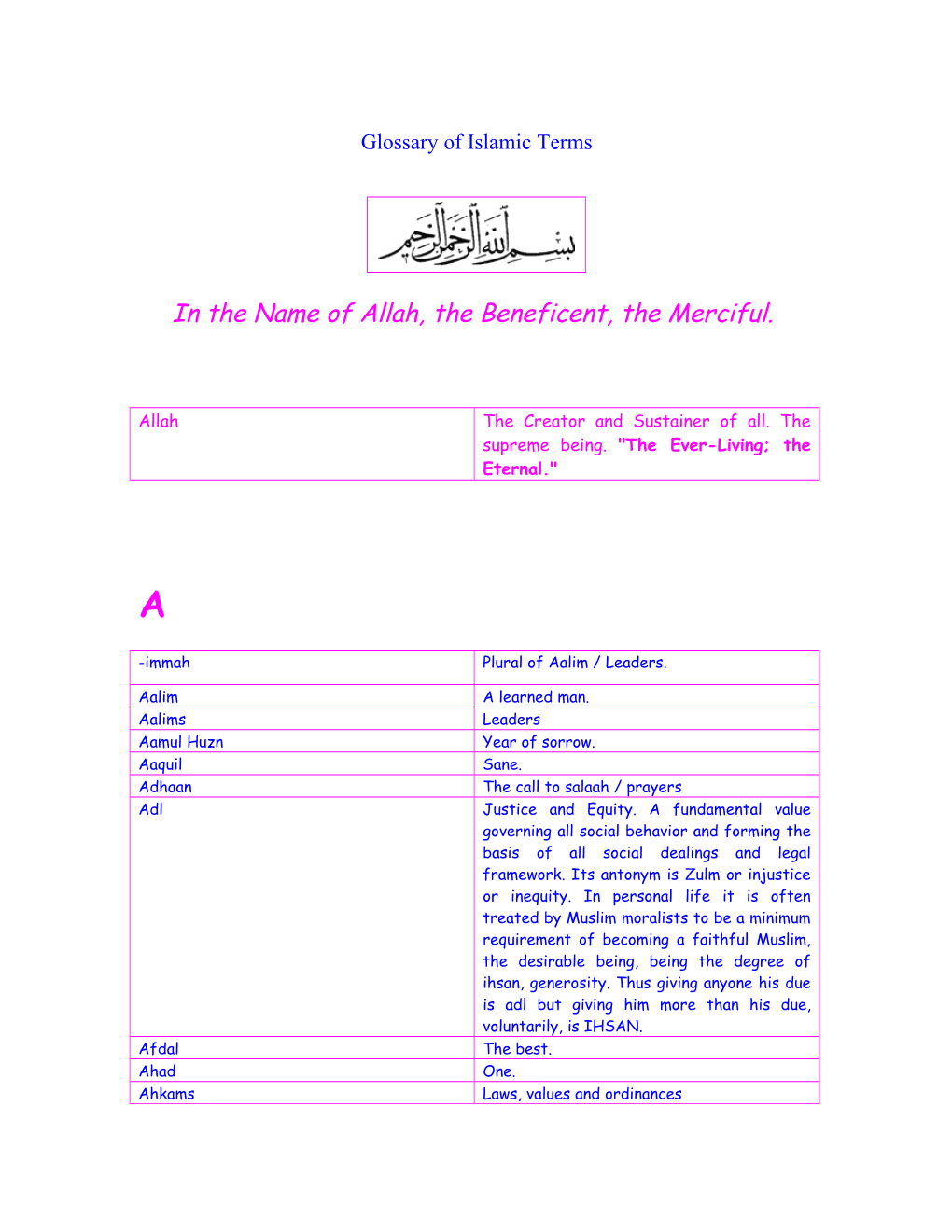 Immah: Plural of Aalim / Leaders