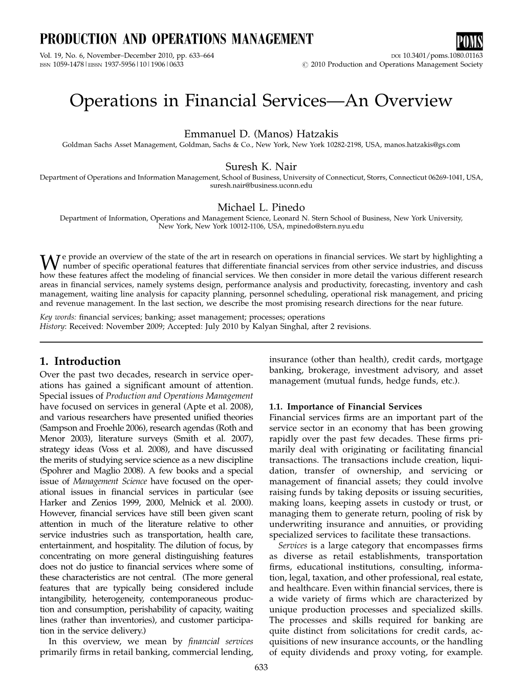 Operations in Financial Servicesan Overview