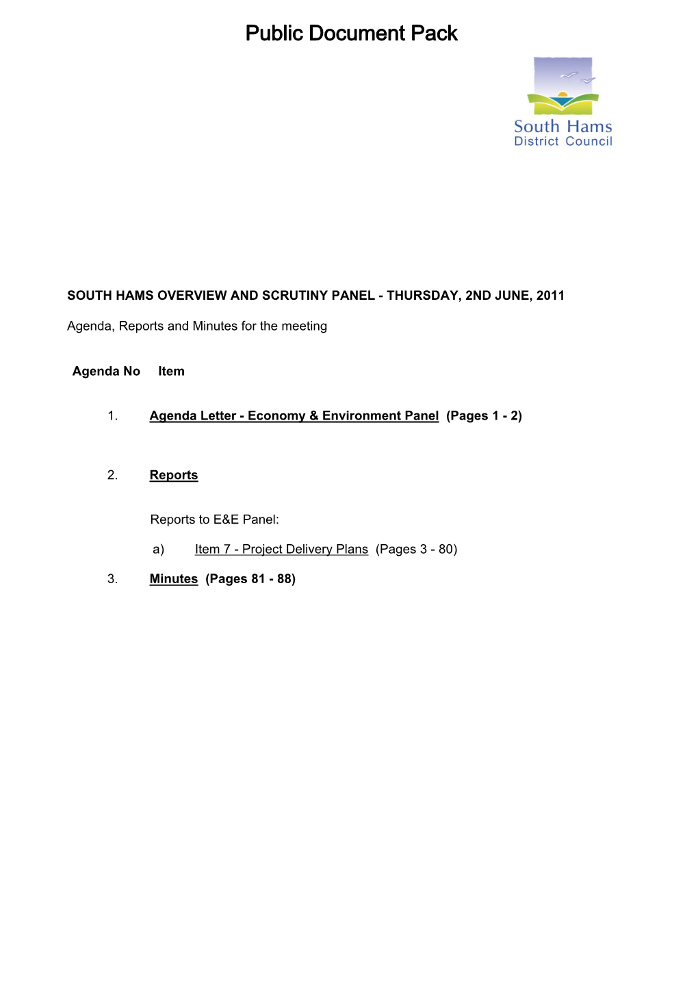 (Public Pack)Agenda Document for South Hams Overview and Scrutiny