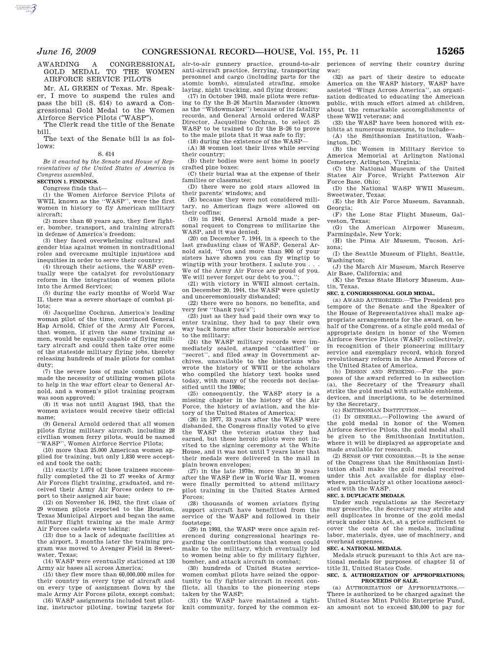 CONGRESSIONAL RECORD—HOUSE, Vol. 155, Pt. 11 June 16