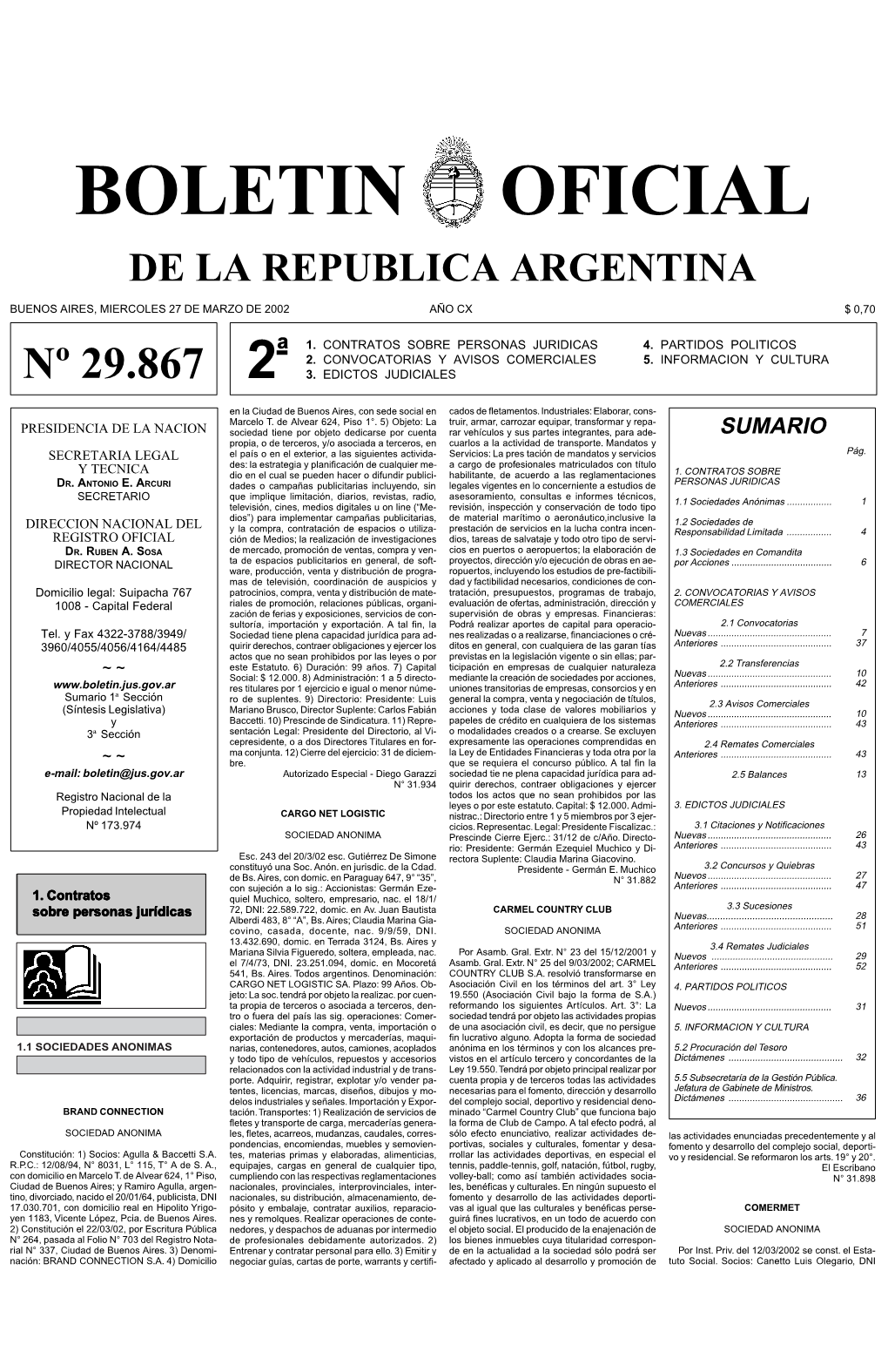 Boletin Oficial De La Republica Argentina