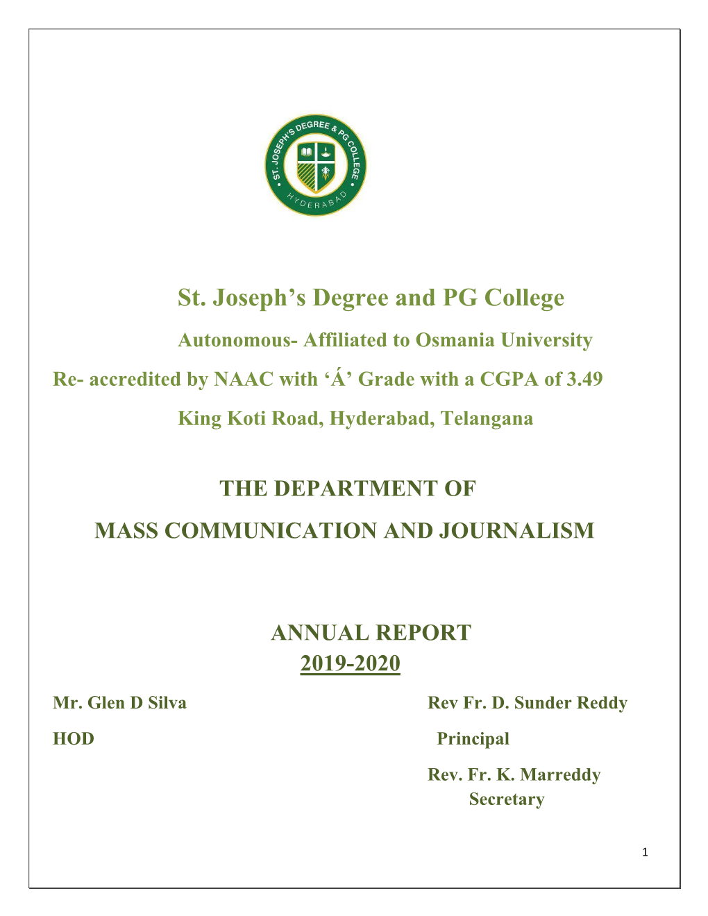 ANNUAL REPORT 2019-2020 Mr