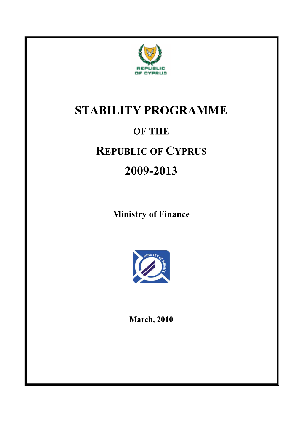 Stability Programme 2009-2013