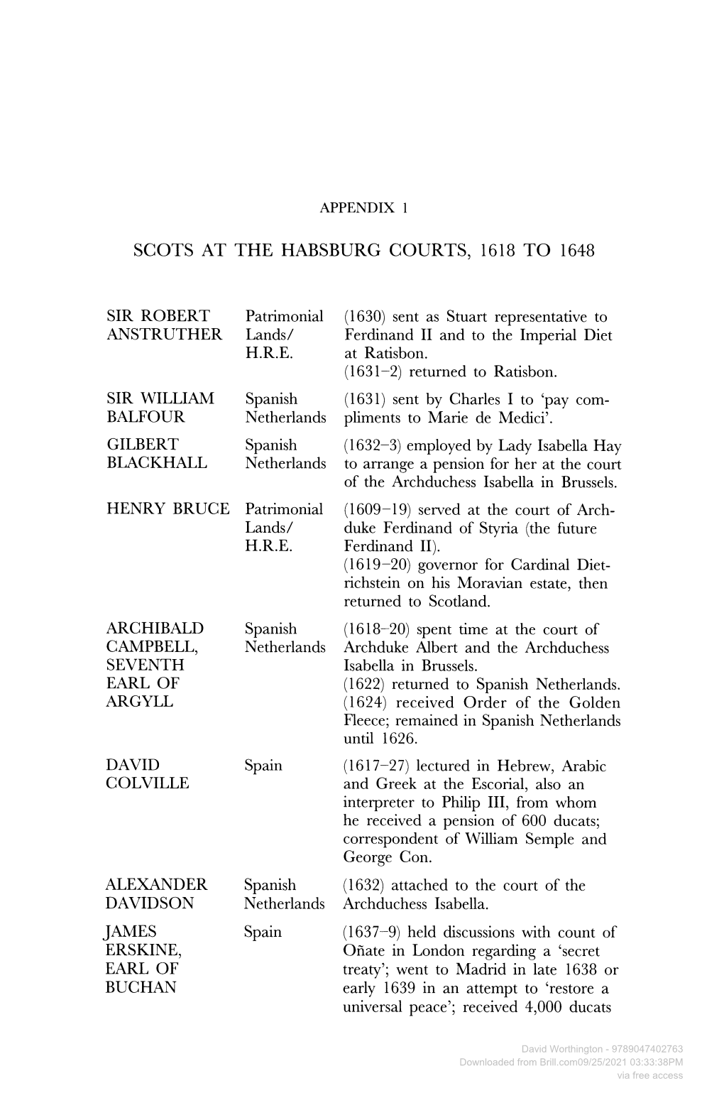 Scots at the Habsburg Courts, 1618 to 1648