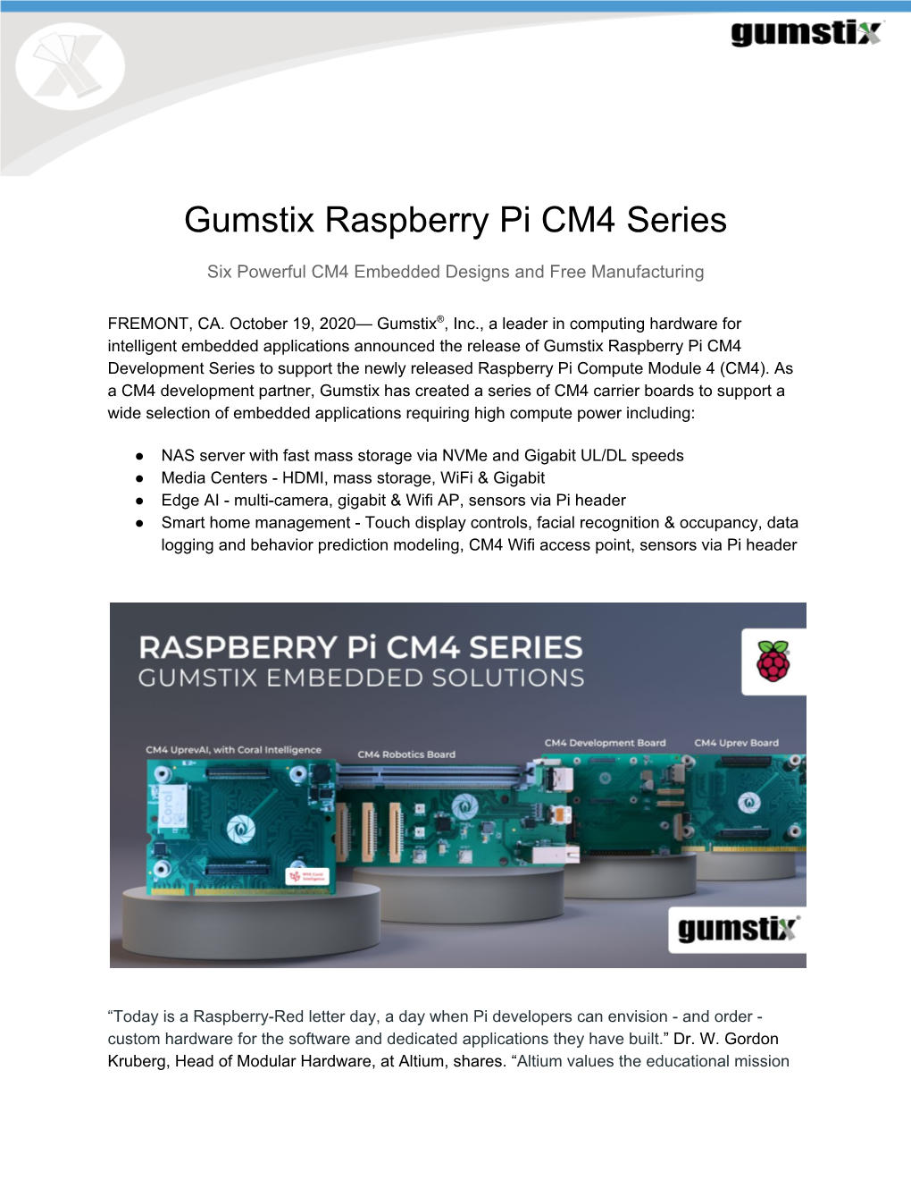 Gumstix Raspberry Pi CM4 Series