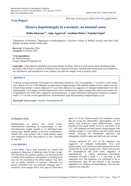 Massive Hepatomegaly in a Neonate: an Unusual Cause