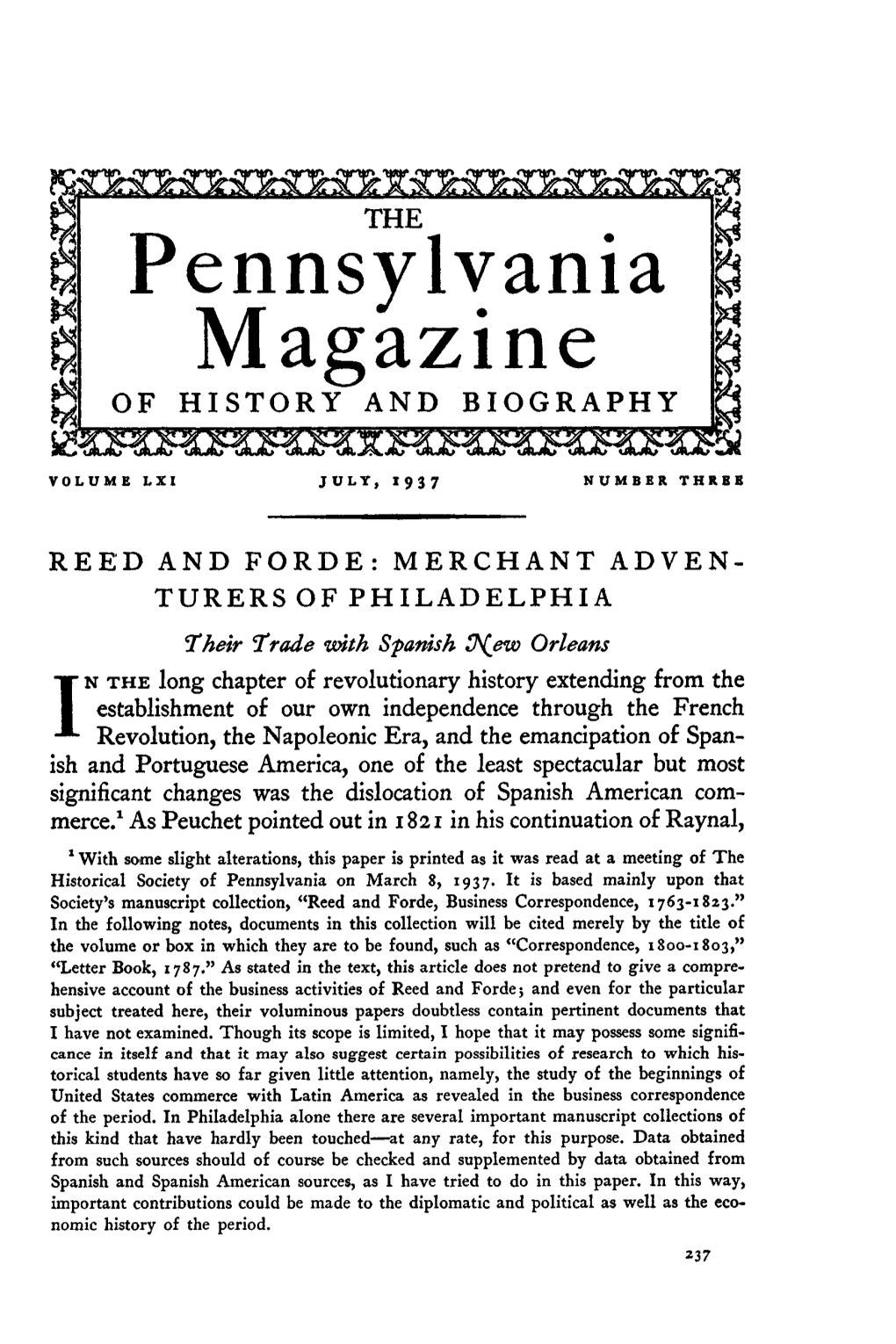 Pennsylvania Magazine of HISTORY and BIOGRAPHY