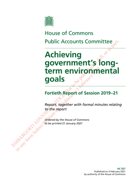 Achieving Government's Long-Term Environmental Goals